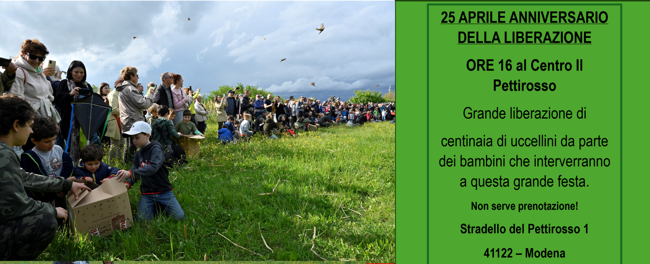 25 Aprile – Liberazione presso il Centro fauna selvatica Il Pettirosso ore 16.00