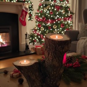 Portacandela tronchetto doppio curvo