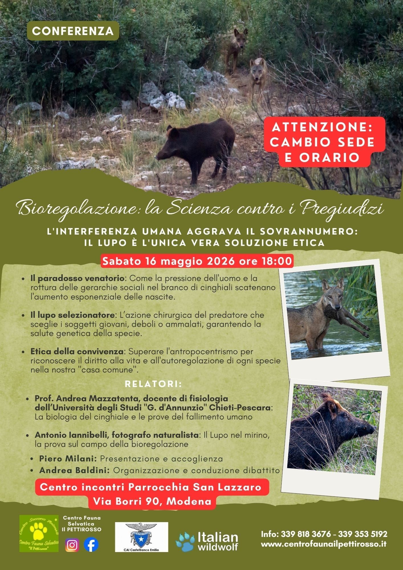 Cambio sede per Conferenza sulla Bioregolazione – Sabato 16 Maggio ore 18.00